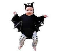 Costume d'Halloween pour bébé - Unisexe - Garçons et filles - Manches chauve-souris - Grenouillère pour bébé - Imprimé citrouille - Chauve-souris - Costume de carnaval - Mon premier Halloween 0-6 mois