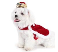 Costume d'Halloween pour chat et chien, costume de costumade réglable pour animal domestique, cape pour le roi, la reine et la reine avec pierres précieuses, ensemble cape rouge et bleue de luxe en