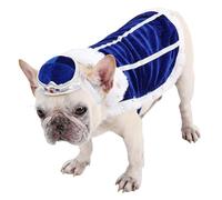 Costume d'Halloween pour chat et chien, costume de costumade réglable pour animal domestique, cape pour le roi et la reine, ensemble de chapeaux en fourrure rouge et bleue, taille M (bleu)