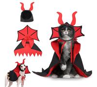 Costume d'Halloween pour chats, cape de sorcière diable, tenue amusante pour fête d'Halloween et costumade pour animaux de compagnie (noir)