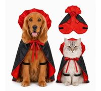 Costume d'Halloween pour chien - Cape de vampire avec col montant et fermeture - Costume d'Halloween pour chiens de petite, moyenne et grande taille (M)