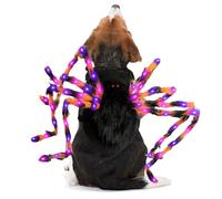Costume d'Halloween pour chien - Costume d'araignée à fourrure pour chien - Costume d'araignée géante pour chiens de taille moyenne et grande | Accessoires de cosplay festifs lumineux pour fête de