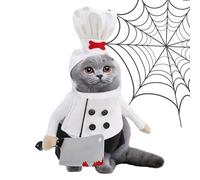 Costume d'Halloween pour chien cuisinier amusant - Accessoires photo avec chemise de chef - Chapeau de cuisine - Robe effrayante - Vêtements pour animaux domestiques de petite, moyenne et grande