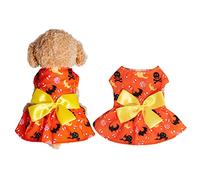 Costume d'Halloween pour chien - Tenue pour chiot imprimée avec squelette chauve-souris, fantôme, nœud papillon - Vêtements pour les vacances, Halloween, cosplay, carnaval, photographie (orange
