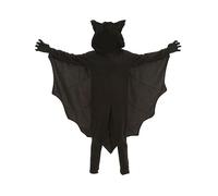 Costume d'Halloween pour enfant - Combinaison à capuche à manches longues avec ailes de chauve-souris et fermeture éclair - Ensemble de vêtements d'hiver avec gants, Noir , 5-7 ans