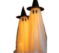Costume d'Halloween pour enfants - Fantôme lumineux à capuche - Porche debout - Télécommande - Décoration fantôme LED (S)