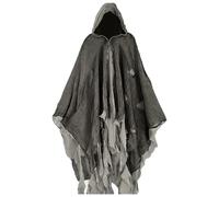 Costume d'Halloween pour femme Cape effrayante Scream Cape magique pour adulte Noir/blanc/rouge Costume fantôme Cape avec capuche Cape de vampire pour les fêtes d'horreur Cosplay, Gris C01, taille