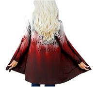 Costume d'Halloween pour femme Cardigan avec lettre imprimée « Problem Gel Ö ST » Manches longues Poche (2), Bordeaux, XL