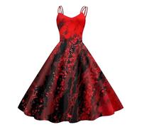 Costume d'Halloween pour femme - Costume de mariée de zombie effrayant et , gothique, horreur, élégant, sans manches, avec imprimé , robe de cocktail, de fête, de carnaval