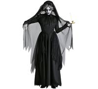 Costume d'Halloween pour femme - Costume de sorcière noir - Robe de mariée fantôme - Robe de mariée vampire - Robe de mariée - Robe de carnaval - Cosplay - Noir - Taille L