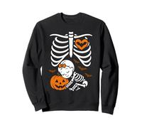 Costume d'halloween pour Femme Enceinte et Fille, Citrouille, Cage côtelée Sweatshirt