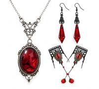 Costume d'Halloween pour femme, ensemble de bijoux de vampire, 4 pièces | Quatre pièces en dentelle et alliage métallique, collier de 50 cm, boucles d'oreilles de 5,6 cm, pour costume de vampire pour