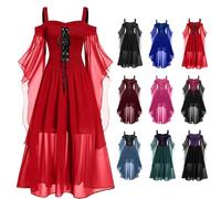 Costume d'Halloween pour femme gothique, médiéval, Renaissance, baroque, avec taille nouée et corset pour sorcière, vampire, cosplay, fête à thème, carnaval, sexy, adulte, costume de sorcière