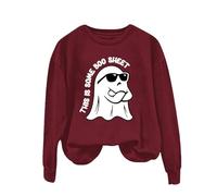 Costume d'Halloween pour femme Pull Sweat-shirt imprimé fantômes Pull à manches longues Col rond Pull sans capuche Automne Hiver Chemisier Sport Streetwear Tops T-shirt à manches longues Pull