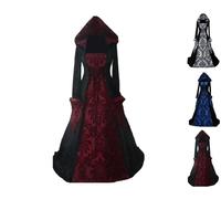 Costume d'Halloween pour femme - Robe de sorcière gothique, médiévale - Taille nouée - Ligne A - Robe de vampire - Robe de cour de la Renaissance - Adulte - Steampunk - Vintage - Cosplay Club