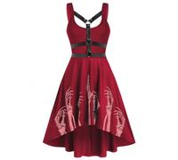 Costume d'Halloween pour femme, robe gothique, steampunk, sans manches, robe rockabilly vintage, robe de Renaissance élégante, robe médiévale, robe de fête, taille haute, robe de cocktail pour fête