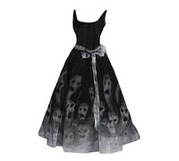 Costume d'halloween pour Femme Robe Midi avec Imprimé Sanglant DéContracté Sexy sans Manches Bretelles Spaghetti Robes éPaule Froide Robe Corset Bloody Imprimer Gothiques Robes d'halloween