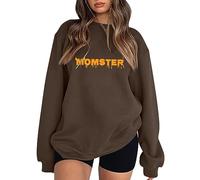 Costume d'Halloween pour femme - Sweat ample et uni - Imprimé Momster d'Halloween - Manches basses - Sans sweat japonais, café, L