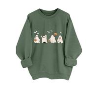 Costume d'Halloween pour femme - Sweat-shirt imprimé fantômes - Pull à manches longues - Col rond - Pull sans capuche - Décontracté - Pull pour femme - Carnaval - Festival - Horreur - Hauts - T-shirt