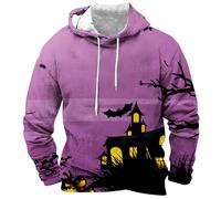 Costume d'Halloween pour homme adulte effrayant à capuche en polaire à manches longues avec cordon de serrage surdimensionné pull à capuche confortable imprimé vêtement de travail ample sweat à