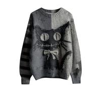 Costume d'Halloween pour homme avec motif tête de citrouille, patchwork cousu, manches longues, col rond, sweat-shirt, gris, 3XL