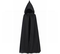 Costume d'Halloween pour homme, cape à capuche unisexe longue en velours de la Renaissance, cape médiévale et cosplay, Noir, One Size