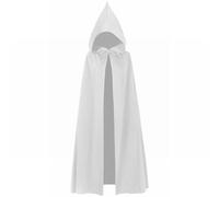 Costume d'Halloween pour homme, cape à capuche unisexe longue en velours de la Renaissance, cape médiévale et cosplay, blanc, One Size