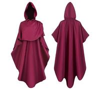 Costume d'Halloween pour homme - Cape médiévale avec capuche - Châle apocalyptique - Cape de costumade de la Renaissance - Poncho à capuche vintage, Z02-rouge, M