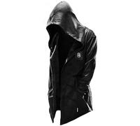 Costume d'Halloween pour homme, cardigan gothique à col châle, ouvert sur le devant, léger, cape drapée avec poches, Noir , M
