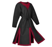 Costume d'Halloween pour homme - Costume de cosplay médiéval pour homme - Tunique de chevalier médiévale - Robe de la Renaissance - Taille L, Z01-noir., 3XL