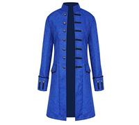 Costume d'Halloween pour homme - Manteau long de style steampunk gothique - Veste coloniale - Redingote gothique vintage et médiévale à queue-de-morue - Pour adulte (bleu, taille L)