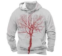 Costume d'Halloween pour homme - Sweat à capuche sanglant amusant et effrayant avec poche - Pull à manches longues, gris, M