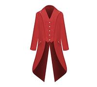 Costume d'Halloween pour homme - Trench médiéval - Gothique - Frack à revers - Veste rétro - Uniforme de la cour - Renaissance - Manches longues - Coupe-vent - Coupe décontractée - Boutons unis - Haut