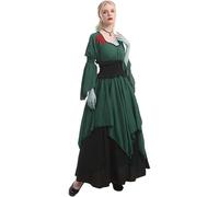 Costume d'Halloween - Robe de sorcière médiévale - Costume gothique - Robe de cour élégante - Tenue de jeu de rôle historique pour femme - Armure viking médiévale (GN1, XXL)