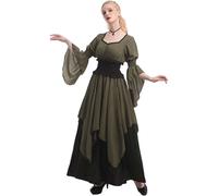 Costume d'Halloween - Robe de sorcière médiévale - Costume gothique - Robe de cour élégante - Tenue de jeu de rôle historique pour femme - Armure viking médiévale (GN2, L)
