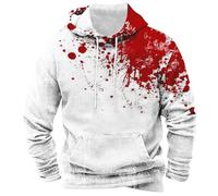 Costume d'Halloween sanglant pour homme - Sweat à capuche effrayant avec poche - Motif horreur - Pull à manches longues, gris, 3XL