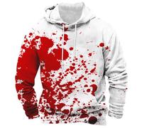 Costume d'Halloween sanglant pour homme - Sweat à capuche effrayant avec poche - Motif horreur - Pull à manches longues, rouge 2, L