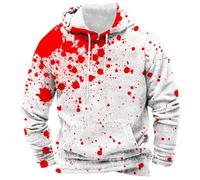 Costume d'Halloween sanglant pour homme - Sweat à capuche effrayant avec poche - Motif horreur - Pull à manches longues, Rouge 3, 3XL
