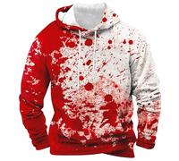 Costume d'Halloween sanglant pour homme - Sweat à capuche effrayant avec poche - Motif horreur - Pull à manches longues, rouge 1, M