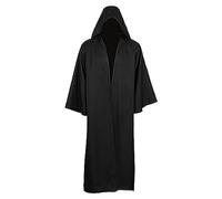 Costume d'Halloween unisexe - Cape noire avec capuche - Robe de sorcier - Cape effrayante - Veste de renaissance effrayante - Capelet gothique - Uniforme médiévale - Pour fête d'Halloween - Carnaval