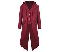 Costume d'Halloween - Veste victorienne médiévale - Pour hommes - Manteau gothique steampunk - Uniforme - Pirate Renaissance - Vampire - Fête - Cosplay - Pour homme et adulte - Rouge - Taille M