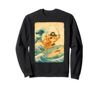 Costume d'halloween Vintage Mignon Chat Pirate équitation Requin drôle Sweatshirt