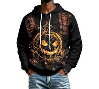 Costume d'Halloween Y2K Sweat à capuche décontracté zippé pour homme | Pull de sport pour homme - Gris - Sweat à capuche surdimensionné - Imprimé Halloween