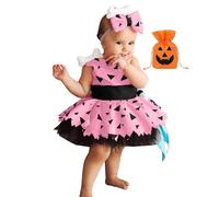 Costume d'homme des cavernes pour Enfants en Bas âge-avec Sac de Bonbons-pour Filles-Halloween-os de Chien-Robe en Maille Historique-Tenues de Princesse Cosplay (18-24 Months)