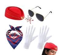 Costume d'hôtesse de l'air - 5 pièces d'accessoires de compagnie aérienne, accessoires photo d'accompagnateur de vol, ensemble de costume d'équipage de cabine professionnel, équipement de style