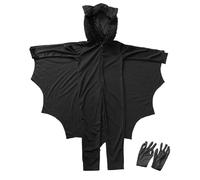Costume di Halloween per Bambine con Cappuccio e Mantello, Morbido Velluto a Forma di Pipistrello, Completo Cosplay per Festa e Travestimento, Adatto a Bambini Piccoli 2-8 Anni (Black, 4-5 Years)