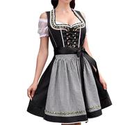 Costume Dirndl pour femme, robe Dirndl, costume de bière allemande bavaroise, costume de bière pour carnaval, jupe gothique, robe Renaissance, Noir , XXXL