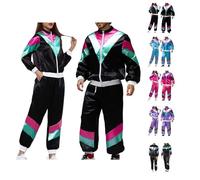 Costume disco, 2 pièces, vêtements de sport, tenue des années 80, 90, vêtements de jogging sportif pour homme et femme, tenue de mauvais goût, convient pour les jeux de rôle et les soirées rave