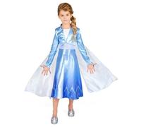 Disney Officielle - Anna Traveling CLS S - Frozen - Robe Déguisement Officielle Pour Filles - Costume Princesse Enfant - Taille Variée - Bleu Givré - Idéal Pour Carnaval, Anniversaire