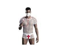 Costume Docteur Sexy Résille Blanc & Rouge